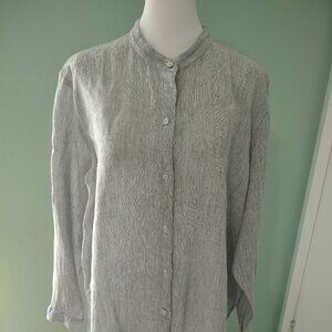 Eileen Fisher Light Navy/White linen tunic Size L